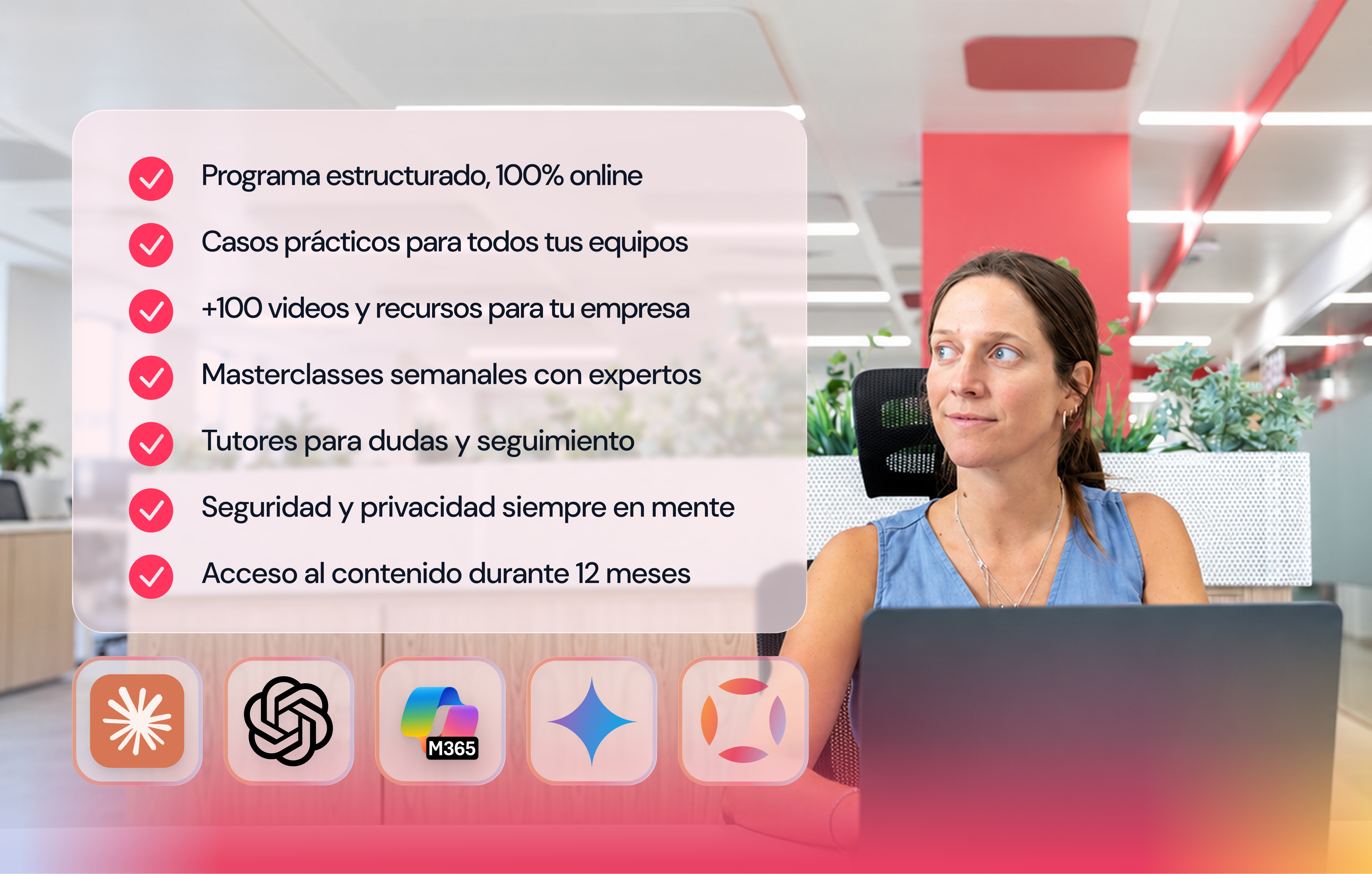 Mujer adoptando inteligencia artificial en el trabajo